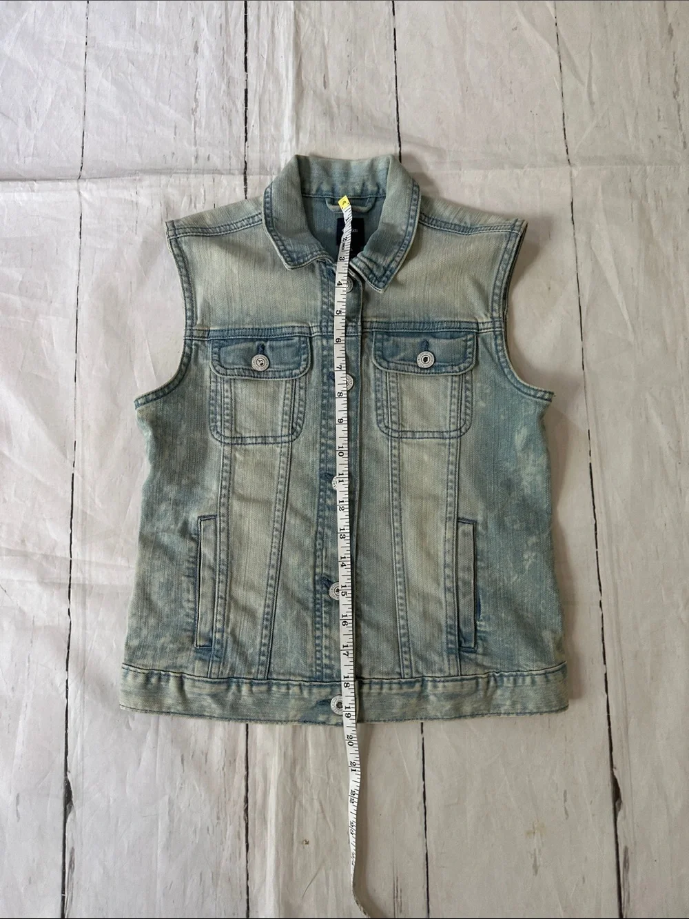 GAP Washed Light Blue Denim Vest - Sleeveless Button-Up